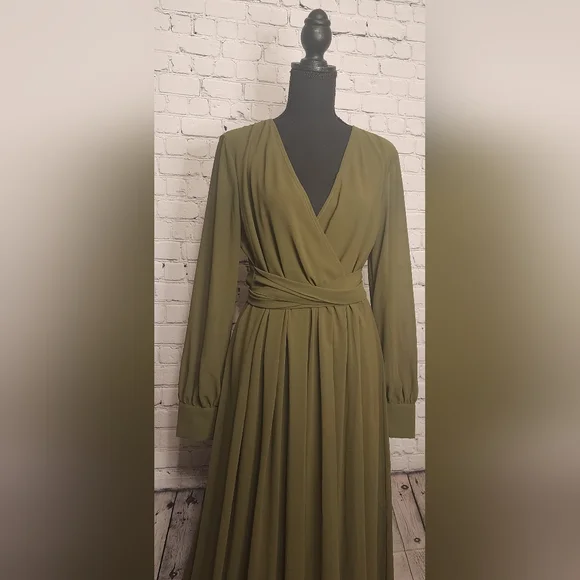 Baltic Born Lydia- Long Sleeve Maxi Dress Olive green - Picture 7 of 11